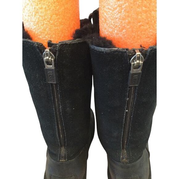 UGG Girls Jesslyn Tall Boots Sz US 3 EU 33 Kids Black Preppy Y2K Suede Shearling - Picture 8 of 14